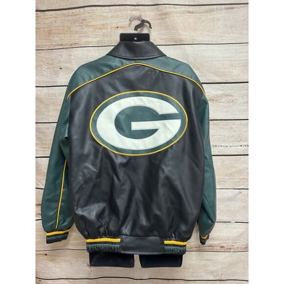 G-III Green Bay Packers Faux Leather Bomber Jacket Men’s Medium NFL G3 - Picture 3 of 13
